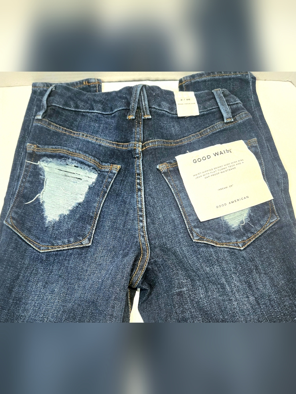 Good American Good Waist Distressed High Rise Skinny Jeans